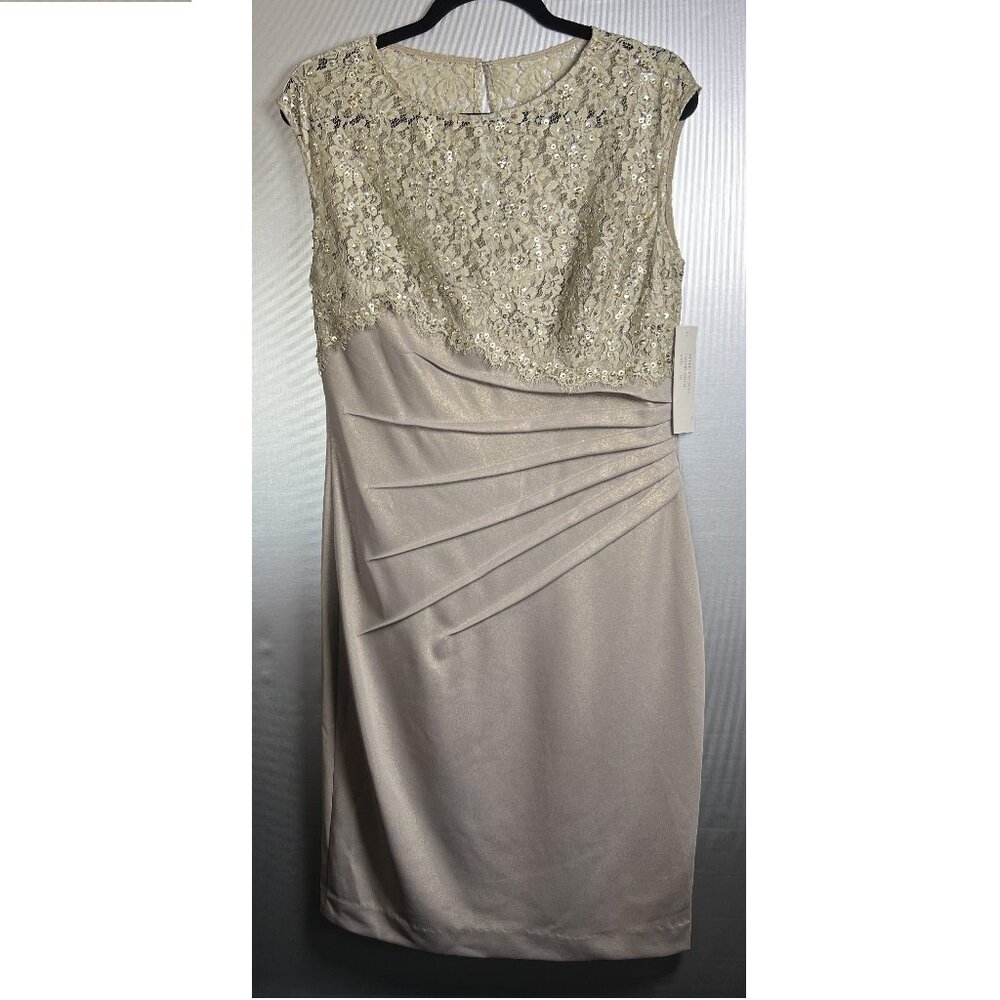 New Emma Street Beautiful Gold Color Sequined Sheath Dress Size 10
